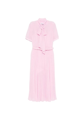 Self-Portrait pleated pussy-bow midi dress - Pink