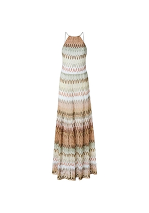 Missoni zigzag-pattern halterneck maxi dress - Neutrals