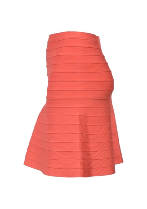 Hervé Léger Pre-Owned bandage flare-hem skirt - Orange