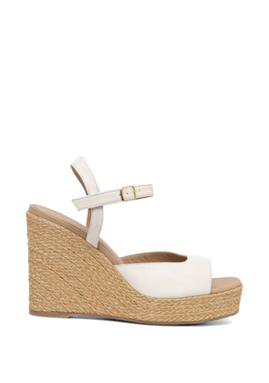 Souliers Martinez Summer woven-wedge leather espadrilles - White