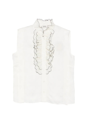 SANDRO ruffled-collar Paisley-jacquard shirt - White