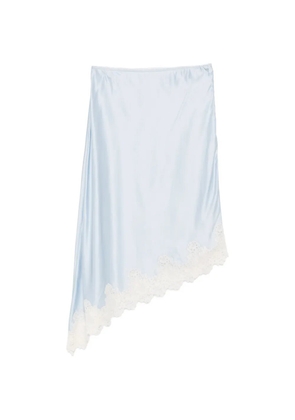 SANDRO lace-trim asymmetric midi skirt - Blue