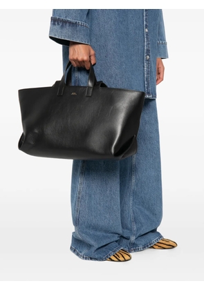 A.P.C. Le Drummer logo-stamp leather tote bag - Black
