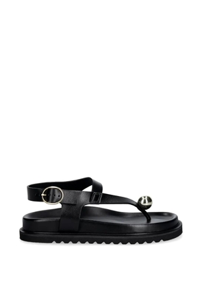 Souliers Martinez Spiaggia ball-embellished leather flat sandals - Black