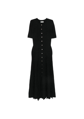 SANDRO ruffle-trimmed ribbed-knit midi dress - Black