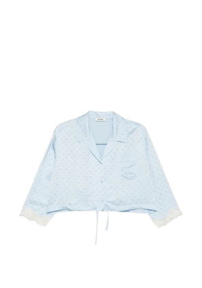 SANDRO rhinestone-embellished cropped shirt - Blue