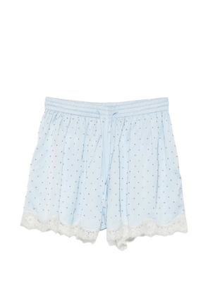 SANDRO lace-trim rhinestone-embellished shorts - Blue