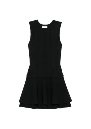 SANDRO ribbed ruffled-hem dress - Black