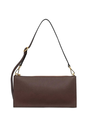 Pollini pebble-textured logo-patch shoulder bag - Brown