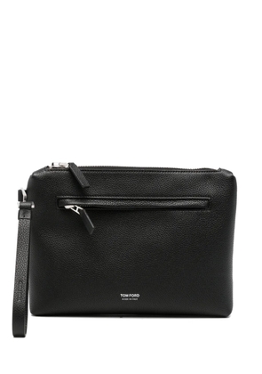 TOM FORD grained leather wrist-strap clutch bag - Black