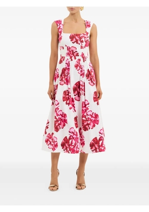 Rebecca Vallance Damask Rose floral-print midi dress - White
