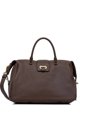 Pollini grained-effect logo-buckle cross-body bag - Brown