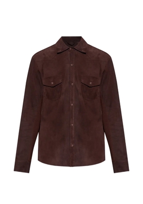 Eleventy suede-panelled western-yoke jacket - Brown