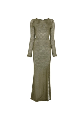 from bikini crochet-knit side-slit maxi dress - Green