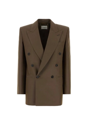 Saint Laurent peaked-lapel double-breasted blazer - Brown