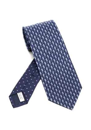 Ferragamo seahorse-print silk tie - Blue