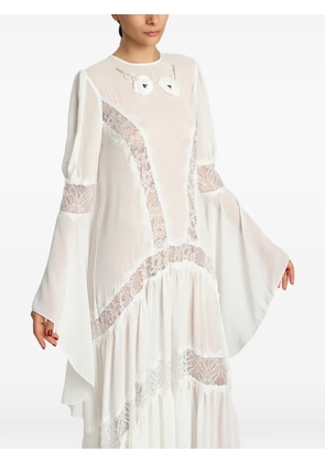 MIAU by Clara Rotescu Noa lace-panelled floral-appliqué maxi dress - White