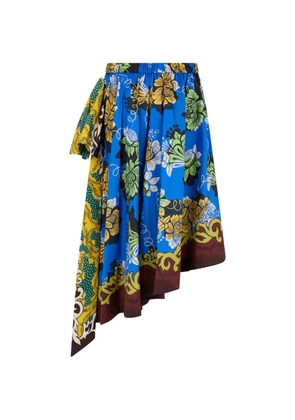 ALEMAIS floral-print asymmetric midi skirt - Blue