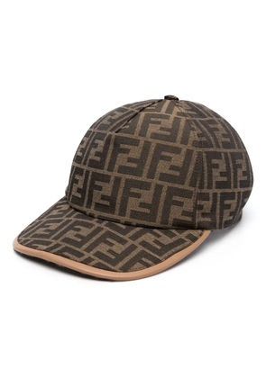 FENDI logo-print cotton baseball cap - Brown