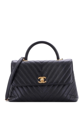 CHANEL Pre-Owned Coco Top Handle Bag Chevron Caviar Medium satchel - Black