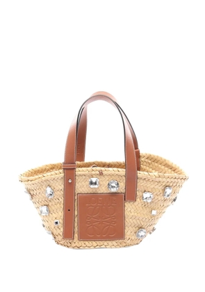 Loewe Pre-Owned 2010-2026 Small Embellished Raffia Basket Bag handbag - Neutrals