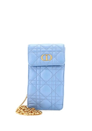 Christian Dior Pre-Owned Caro Phone Holder with Chain Cannage Quilt Calfskin crossbody bag - Blue