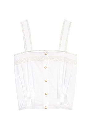 Maje lace-trim pleated top - White