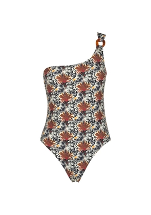 Anjuna floral-print one-shoulder swimsuit - Neutrals