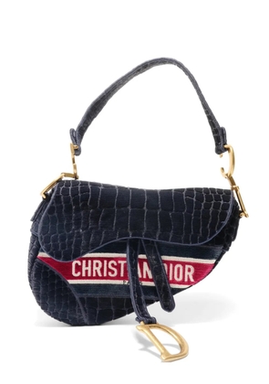 Christian Dior Pre-Owned 1999-2003 Saddle crocodile-effect shoulder bag - Blue