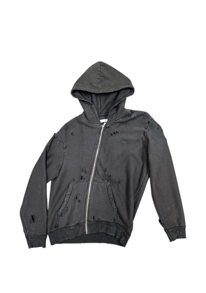 Commission distressed zip-up hoodie - Grey