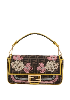 Fendi Pre-Owned 2020s Baguette floral-embroidery handbag - Brown