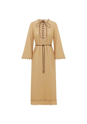 ZIMMERMANN lace-up floral-appliqué dress - Neutrals