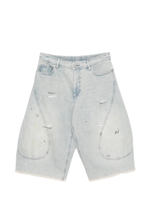 CROQUIS distressed paint-splatter shorts - Blue