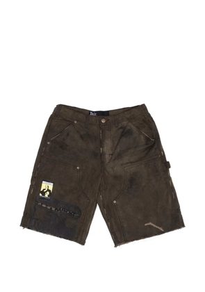 Paly Sinned 4 Nothing distressed panelled shorts - Brown