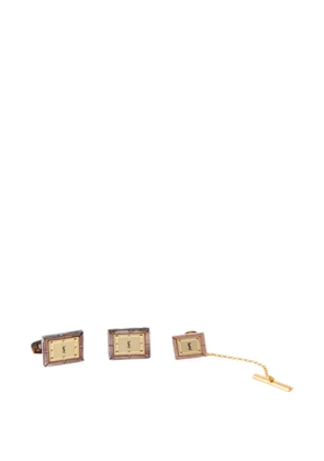 Saint Laurent Pre-Owned 1980s logo-engraved cuff-links and tie pin set (set of three) - Gold