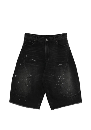 CROQUIS paint-splatter frayed-edge denim shorts - Black