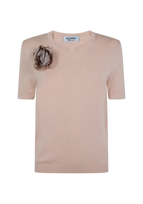 Blugirl floral-appliqué short-sleeve top - Pink