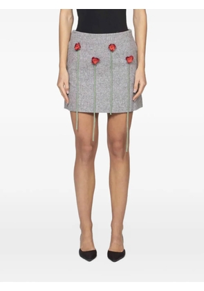 Moschino flower-embellished silk mini skirt - Grey