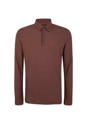 Zanone long-sleeve polo shirt - Brown