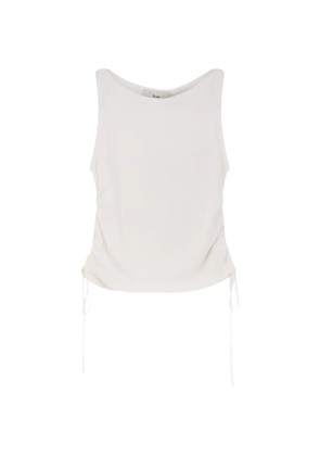 DUNST side-drawstring ribbed-trim top - Neutrals