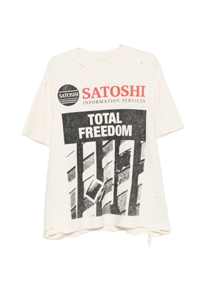 SATOSHI NAKAMOTO graphic-print T-shirt - Neutrals