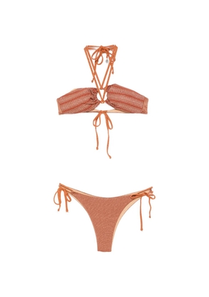 COTAZUR glitter-effect halterneck bikini - Orange