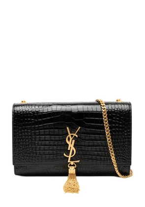 Saint Laurent Pre-Owned 2025 Medium Croc Embossed Patent Monogram Kate Tassel crossbody bag - Black