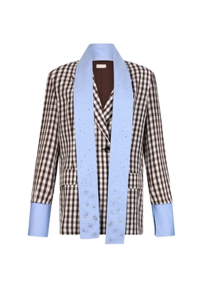 LIU JO gingham-check double-breasted blazer - Brown