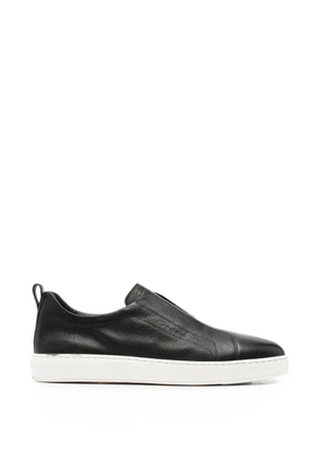 Santoni Victory slip-on grained-leather sneakers - Black