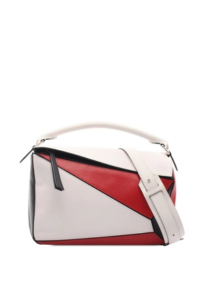 Loewe Pre-Owned 2010-2026 Medium Tricolor Calfskin Puzzle satchel - White