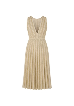 Missoni metallic-thread pleated midi dress - Gold