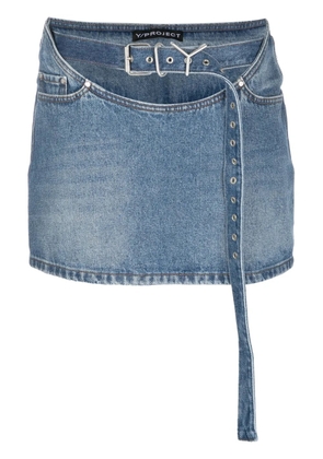 Y/Project belted denim miniskirt - Blue
