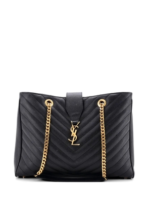 Saint Laurent Pre-Owned Classic Monogram Shopper Matelasse Chevron Leather Large tote bag - Black