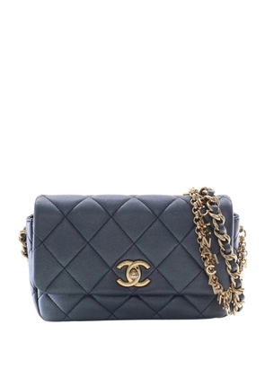 CHANEL Pre-Owned 2021-2026 Small Quilted Lambskin Logo Charm Chain Flap crossbody bag - Black